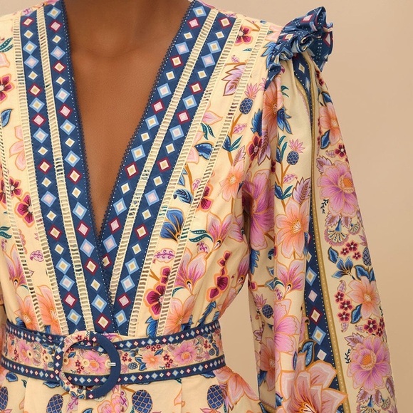 Farm Rio Cream Superbloom Tapestry Organic Cotton Romper - Picture 2 of 11